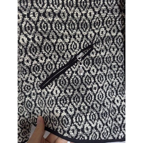 Chico's Women's Black & Cream Geometric Pattern Open-Front Blazer Jacket Size 0 - Picture 3 of 6